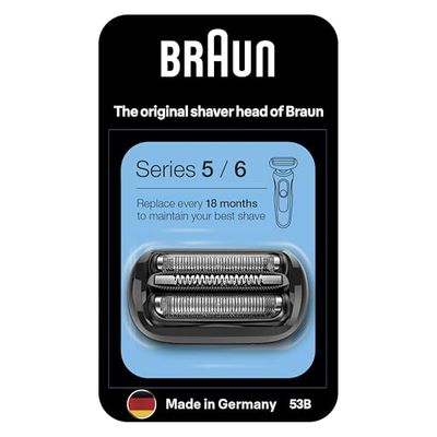 Braun 53B, Tête De Rasoir De Rechange, Originale, Noire, Compatible Avec Les Rasoirs Series 5 Et 6 (Nouvelle Génération)