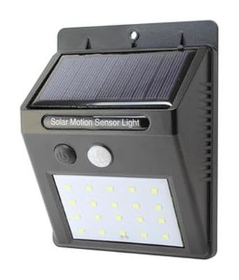 Applique solaire LED noire 4 W avec détecteur de mouvement, idéale pour l'éclairage extérieur et les économies d'énergie.