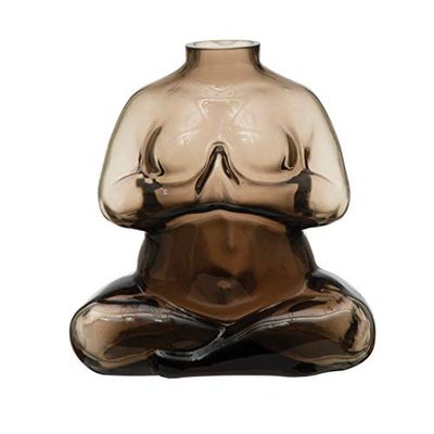 Bloomingville Glazen Body Vaas, Rook Kleur Planter Pot