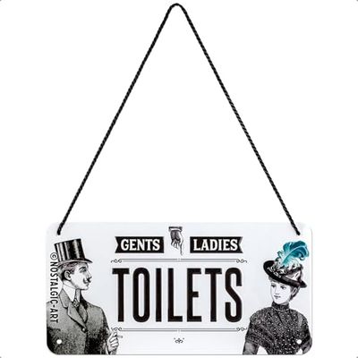 Nostalgic-Art Cartaz suspenso retro Ladies & Gentlemen Toilets, ideia de presente para fãs de nostalgia, metálico, design vintage, 10 x 20 cm
