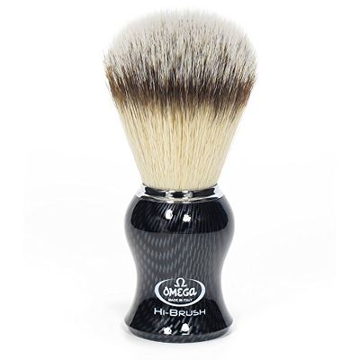 Omega =Brocha de Afeitar Pelo Sintético Hi Brush Efecto Carbono, Único, Estándar
