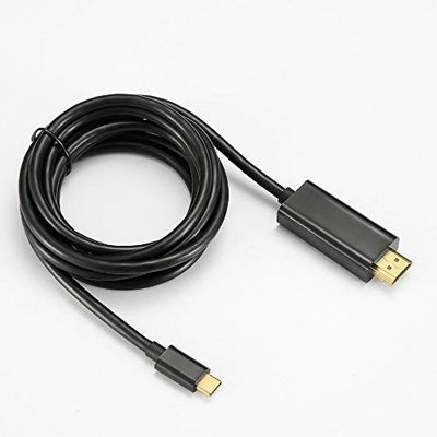 D2 Diffusion USB-C naar HDMI-kabel (mannelijk/mannelijk), compatibel met USB-C-3.1- en oude DP-apparaten (goudkleurig) - 2 m - zwart