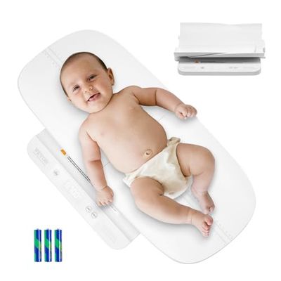 VEVOR Digitale babyweegschaal 2-in-1 met afneembaar dienblad, met houder- en tarra-functie, 5 stuks voor baby's, peuters en huisdieren, 3 batterijen inbegrepen, 605 x 325 x 75 mm, wit