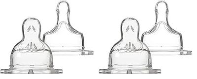 Dodie Set de 2 Tétines Plates Anti-Colique Sensation+ Débit 1 Transparent 0-6 Mois 6317169 (Lot de 2)