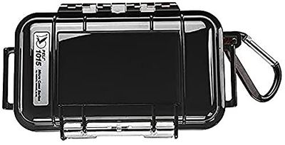 PELI 1015 Watertight Micro Case to Protect Small Devices in Outdoors, IP67 Watertight, 5L Capacity, Made in US, Black/Black Liner