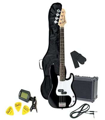 PURE GEWA E-basgitaar Pack zwart RCB-100 met versterker, gig bag, tuner, draagband, kabel, plectra