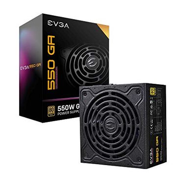 EVGA SuperNova 550 GA, 80 Plus Gold 550 W, volledig modulair, eco-mode, bevat Power On zelftester, compact formaat van 150 mm, voeding 220-GA-0550-X2