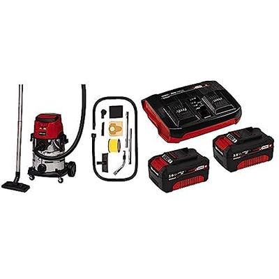 Einhell Aspirateur eaux et poussières sans fil TE-VC 36/25 Li S-Solo Power X-Change (Li-Ion, 36V, modes ECO/BOOST, puissance d’aspiration 150 mbar, cuve inox 25L) avec Twincharger et 2 Batteries 3,0Ah