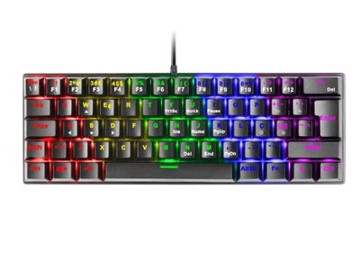 Mars Gaming MK60 svart, mekaniskt speltangentbord FRGB, Anti-ghosting, Switch Mekaniskt brunt, portugisiskt språk