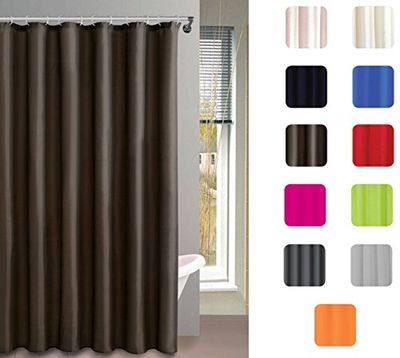 MSV, Tenda da Doccia, Poliestere, Rivestimento Antibatterico, Anelli Inclusi, Lavabile a 30°, Tenda da Bagno in Tessuto Impermeabile, Lavabile in Lavatrice, Cioccolato, 180 x 200 cm