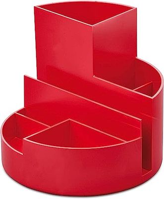Maul Desk Organiser Round Box Eco | Organiser Made of 85% Recycled Plastic | for Storing Pens, Scissors and Note Card | Practical Shelf for Office and Desk | Red