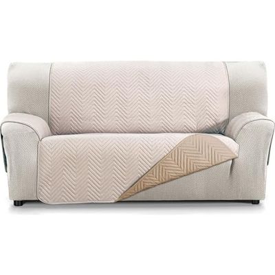 ECOMMERC3 | Funda para Sofá 3 Plazas XL Tacto Extrasuave - Funda Sofá Ajustable con Acolchado Color Lino/Cuero - Funda Sofá Reversbile