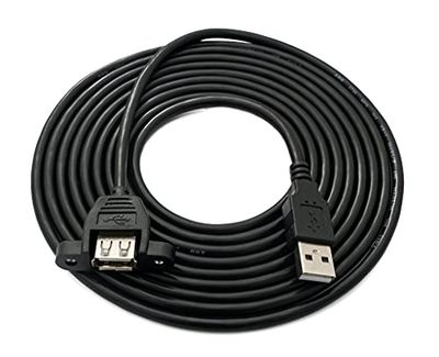 System-S USB 2.0 kabel 3 m typ A hane till hona skruv i svart