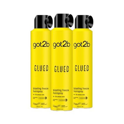 got2b Glued Blasting Freeze Hairspray 300 ml, Glued Hairspray for up to 72h Ultra Strong Hold, Hairspray got2b, For Extreme Hairstyles, Vegan* Formula (Pack of 3)