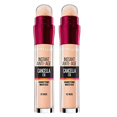 Maybelline New York Clear Age Liquid Corrector, med Gojibär och Haloxyl, täcker mörka ringar och små rynkor, 02 nakna, 2-pack