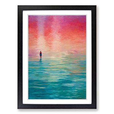 Swimming Colour Field Framed Wall Art Print, Ready to Hang Picture for Living Room Bedroom Home Office, Black A2 (48 x 66 cm)