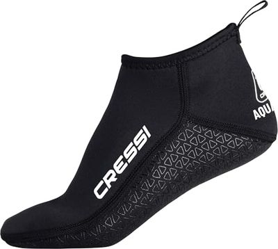 CRESSI Aqua Grip Neopreen Sokken 3 mm XL - Unisex Korte Neopreen Laarzen met Dubbele Voering, Zwart, 3 mm met Antislipzool, Ideaal voor Watersport en Oppervlakte-activiteiten, XL (EU 44/45 UK 9/10,5)