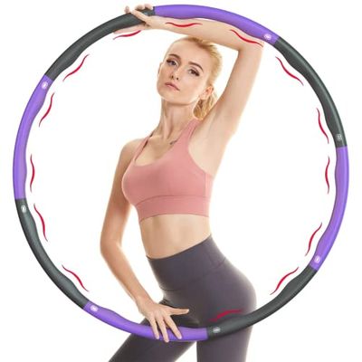 Hula Hoop Adulte 1,2 kg Hula Hoop pour Fitness/Sports 8 Amovible Hula Hoop Largeur Réglable - Gris Violet