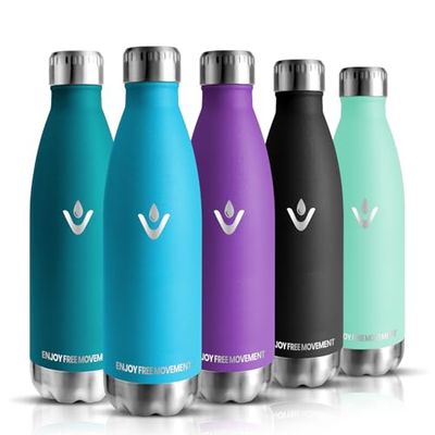 Termisk flaska, 500 ml, vattenflaska i rostfritt stål, gymflaska utan läckage och BPA, termiska flaskor, termisk flaska för skola, cykling, arbete – varma drycker i 12 timmar och kalla drycker