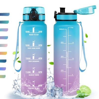 HoneyHolly Borraccia, 500ml, Borraccia Sportiva, Borraccia Motivazionale, Senza BPA, Bottiglia Acqua per Sport, Fitness, Yoga, Scuola, Ufficio