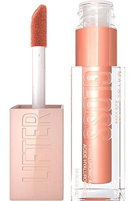 Maybelline New York Lifter Gloss, lucidalabbra all'acido ialuronico, effetto rimpolpante e idratante, ambra (007), 5,4 ml