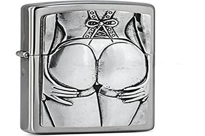 Zippo Stocking Girl Isqueiro de metal cromado com 3,5 x 1 x 5,5 cm