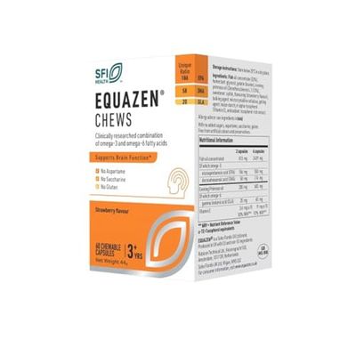 Vitae EQUAZEN Chews (EyeQ) 60 cápsulas masticables | Fórmula única de Omega 3 y 6 | Alto poder nutricional (EPA, DHA y GLA) | Desarrollo cognitivo | Sabor fresa