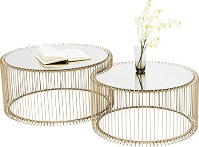 KARE Design Mesa Alambre de Latón, set de 2, metal, negro / oro