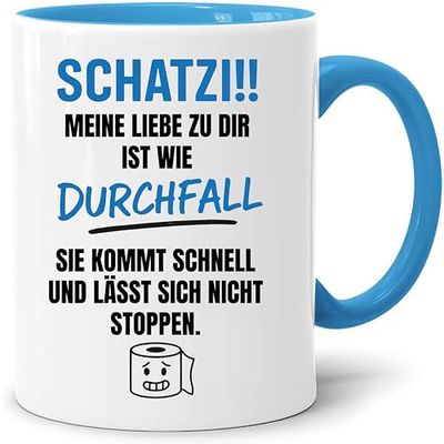 Jungle Mug Acen Merchandise Tazza da caffè con scritta in lingua tedesca Tesoro, idea regalo divertente e originale, con confezione regalo