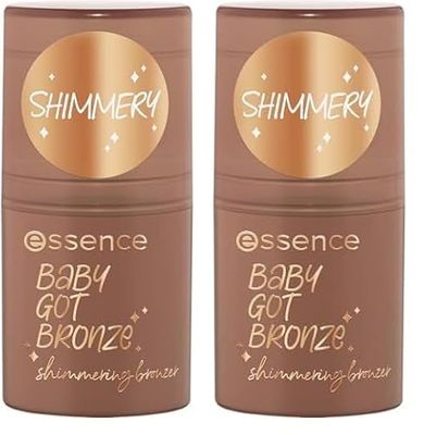 Essence Cosmetics Baby Got Bronze Shimmering Bronzer, Risultato Istantaneo, Naturale, Brillante, 5.5 g (Confezione da 2)