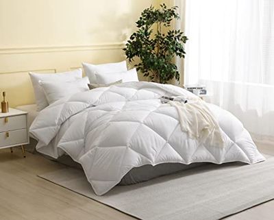 Dafinner Oeko-TEX Standard 100 - Coperta per tutte le stagioni, lavabile, 155 x 220 cm, colore: bianco