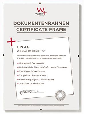 Walther Design RB130K5, Supporto per Immagini in Vetro Trasparente, Senza Cornice, per Incorniciare Documenti, Formato: 21 x 29.7 cm (DIN A4), Confezione da 5 Pezzi