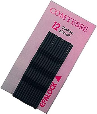 Efalock Professional Comtesse haarklemmen mat zwart 12 stuks 7 cm