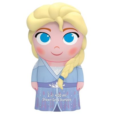 Disney Frozen 2-in-1 Shower Gel & Shampoo for Kids & Adults – Vegan, 90% Natural Ingredients, 3D, Paraben Free, Dermatologically Tested, Gentle Hair & Body Wash for children Ages 3+, 400ml