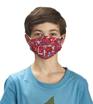 Hatley Unisex Kid's Double Layer Face Mask with Ear Elastic, Mr. Fix It, 1 Count (Pack of 1)