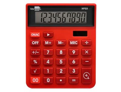 Calcolatrice leiderpapel desktop xf22 10 cifre solari e batterie colore rosso 127x105x24 mm
