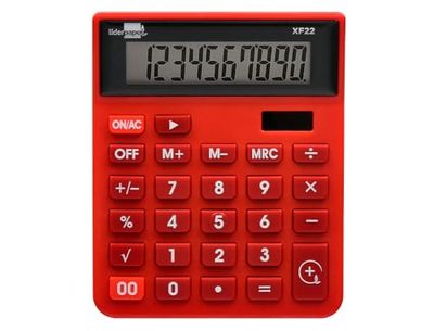 Calcolatrice Liderruolo Supertavola XF22 10 DIGITI Solare E Batterie Colore Rosso 127X105X24 MM