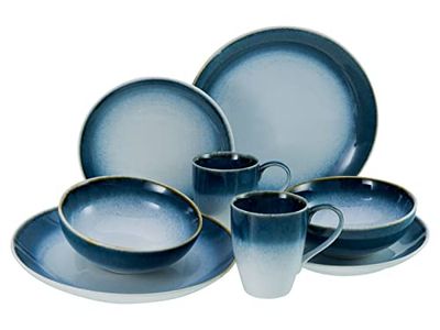 CreaTable, 23788, Série Cascade Bleue, service de table 8 pièces.