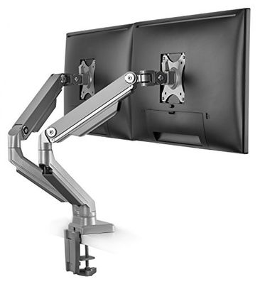 RICOO computermonitor tafelbeugel 2 monitoren TS8811 Ergonomische pc-schermstandaard voor 13-27 inch (tot 8 kg, VESA 100x100) mechanische veer bureaustandaardvoet