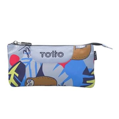 Totto - Astuccio Scuola con 3 Scomparti, Modello Board, Astuccio Grande, Dimensioni 22 x 11 x 3,5 cm, Una Cerniera, Tessuto Resistente e Repellente ai Liquidi, Stampa Lazel