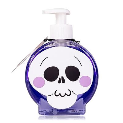 Accentra Distributeur de savon pour les mains, motif tête de mort, parfum baie, noir et violet, 350 ml