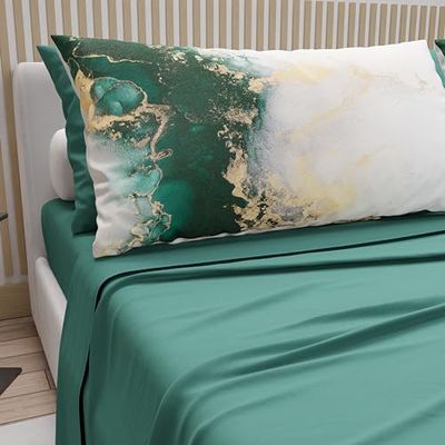 PETTI Artigiani Italiani - Lenzuola in Cotone con Federe in Stampa Digitale, Lenzuola Matrimoniali, Completo Letto Matrimoniale, Ottanio, 100% Made in Italy