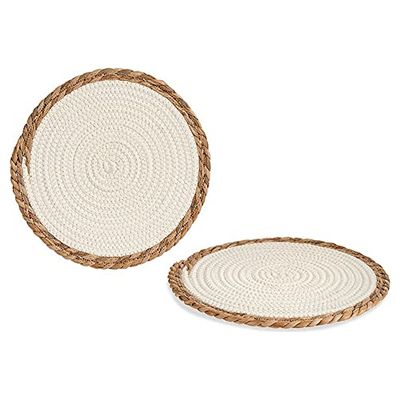 White Brown Natural Fibre Tablecloth (Ø 30 cm)