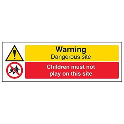 VSafety 67125AX-S'Dangerous Site/Children Not Play on Site' Lot de 3 panneaux 300 mm x 100 mm