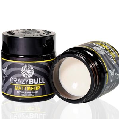 Crazy Bull Hair Paste MattMeUp - Natural Matte Finish with Medium Hold - Hair Styling, Texturising, Volumising, & Defining Product for Men & Women - Vegan, Water-Based, Oil-Free, Melon-Scented