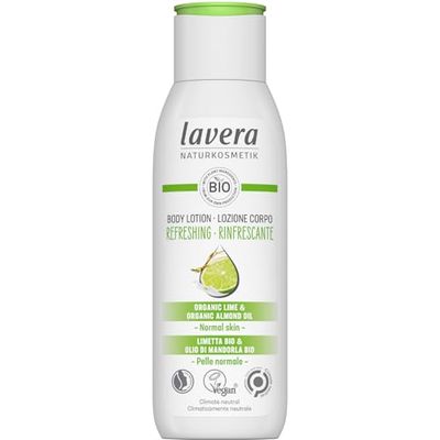 lavera Refreshing Body Lotion - Body Milk with Organic Lime & Almond Oil Fragrance - Vegan - Body Milk for Normal Skin - PETA Certified - Biodegradable - Natural Cosmetics (1 x 200 ml)