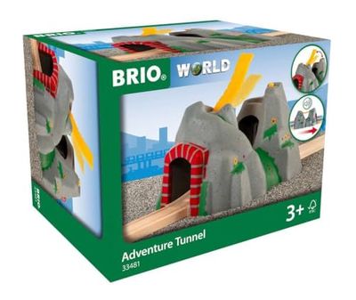BRIO World - 33481 - Tunnel d'Aventures - Accessoire pour Circuit de Train en Bois - 4 Sons différents et aléatoires - Jouet pour garçons et Filles dès 3 Ans