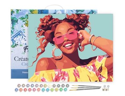 Figured'Art Peinture par Numéro Adulte avec Cadre Rire éclatant - Activité Manuelle Kit de Loisir Créatif DIY Numéro d'Art Complet - 40x50cm toile tendue sur châssis