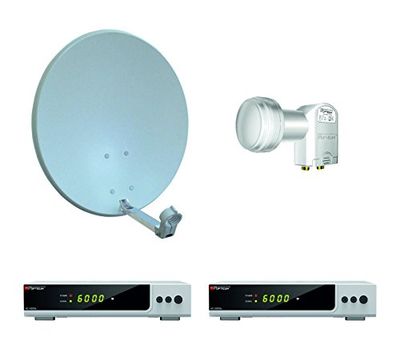 RED OPTICUM HD AX 300 Digital 2 deelnemers compleet satellietsysteem met HDTV ontvanger (Twin LNB, 60 cm antenne) grijs/zilver (TÜV gecertificeerd)