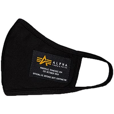ALPHA INDUSTRIES Label Face Mask, 03-Black, Rozmiar Uniwersalny Męski, 03-czarny, Talla única